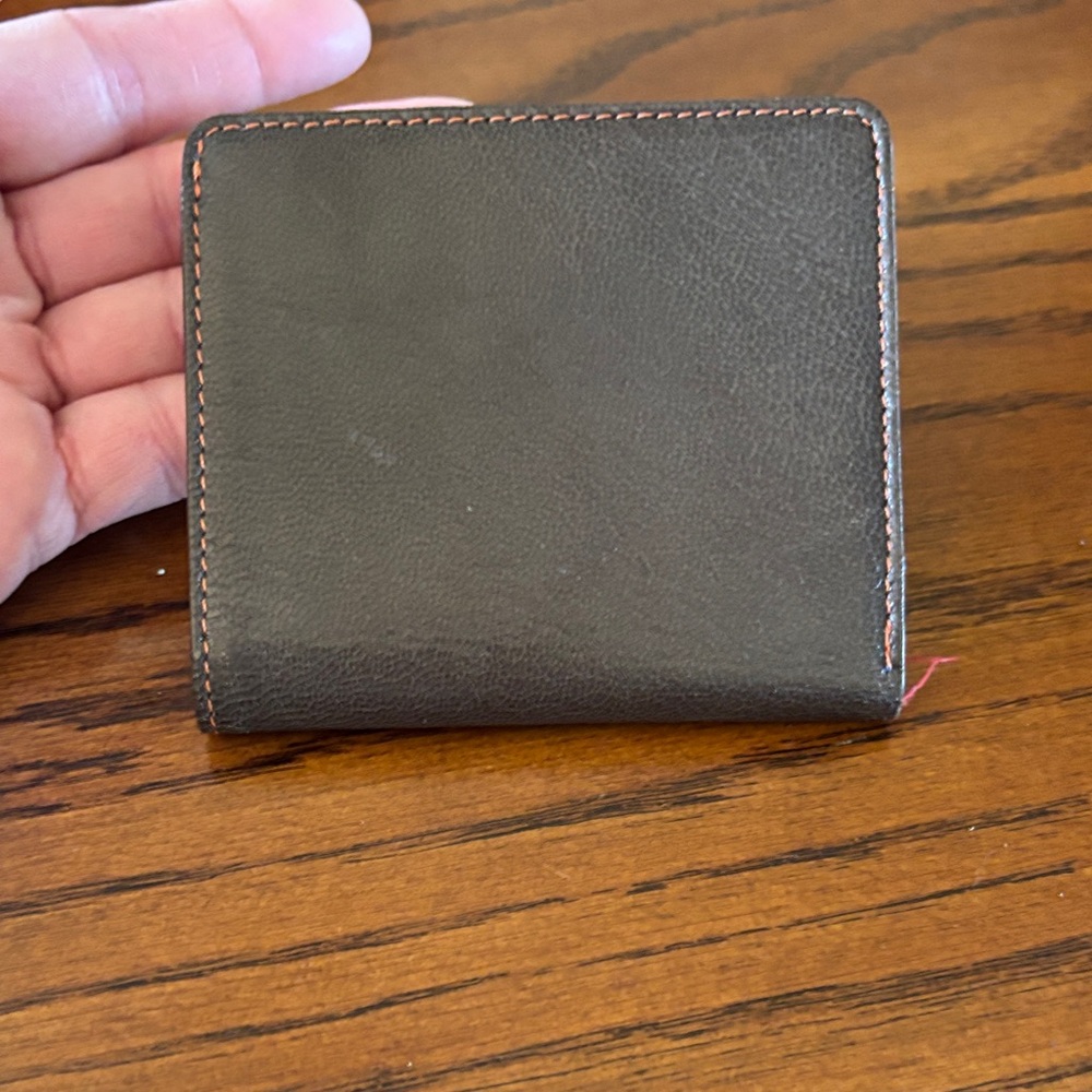 Tusk Brown and Teal Leather with Orange stitching Wallet Small